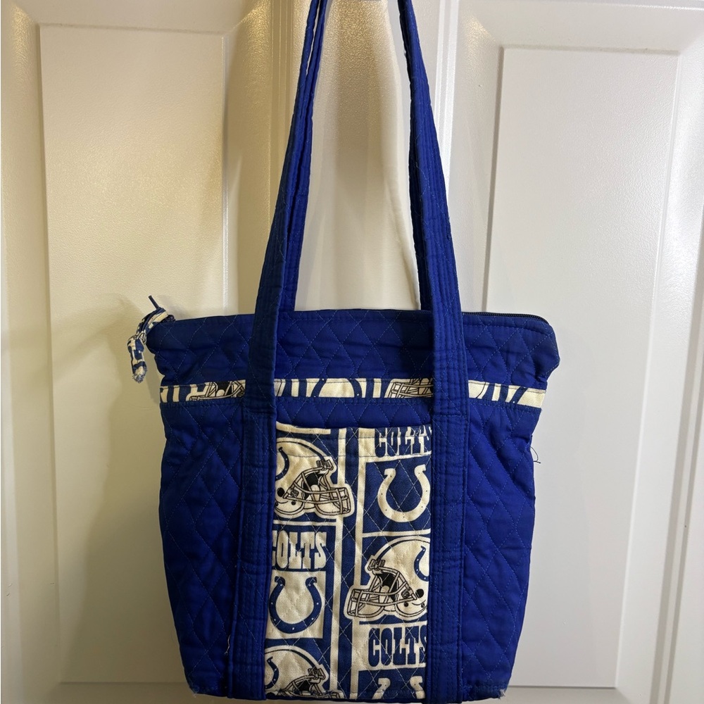 Indianapolis Colts Zipped Blue White Quilted Purse Bag
